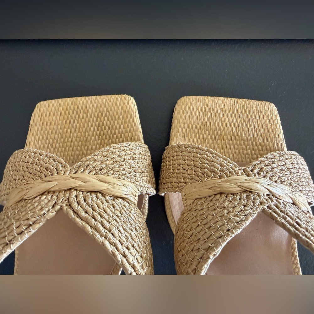 Dolce Vita Braided Raffia Slide Heels — Natural Tan - Picture 8 of 11